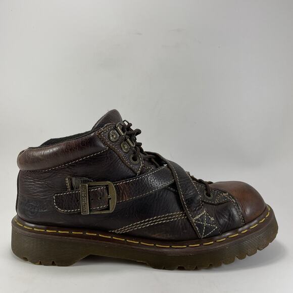 Dr. Martens 9946 Brown Leather Strap Boots Y2K Chunky Platform 10 UK, 11 US Goth main image 8